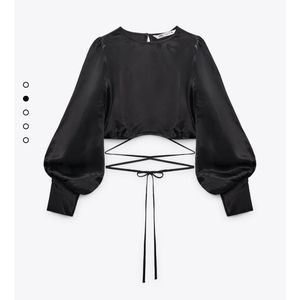 Zara Black Satin Crop Top